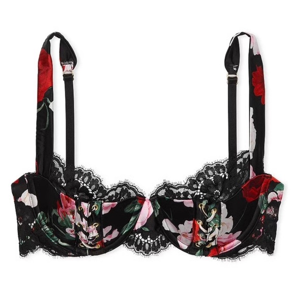 ATELIER x Victoria's Secret 32B Black Roses Balconette Bra - Picture 1 of 5